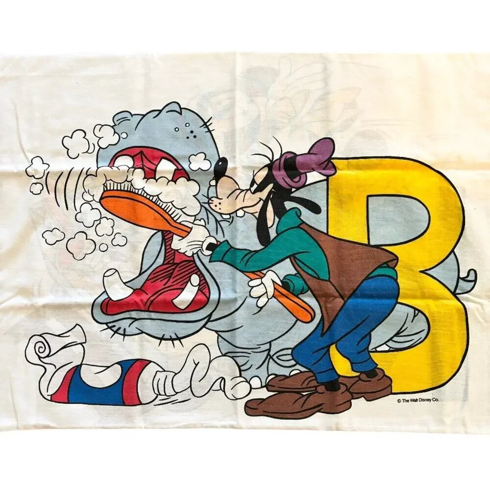 VTG 80s DISNEY (3) ABC Alphabet STANDARD Pillowcases Mickey Minnie Goofy Donald